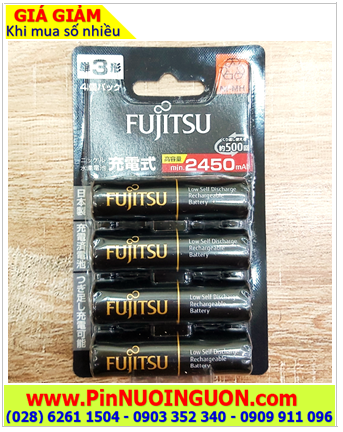 Pin đèn Flash máy chụp ảnh, Pin sạc AA Fujitsu HR-3UTHC/4B, AA2450mAh-1.2v Made in Japan (Vỉ 4 viên)